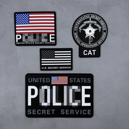 USSS美国联邦特勤局PVC橡胶3D徽章魔术贴补丁战术背心背贴cat