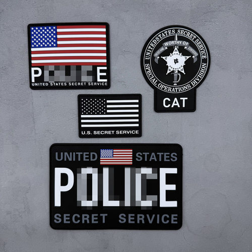 USSS美国联邦特勤局PVC橡胶3D徽章魔术贴补丁战术背心背贴cat