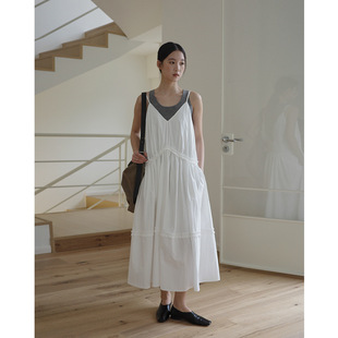 EVERTRUE 吊带连衣裙女韩版早春新款中长款宽松纯棉A字裙子66007