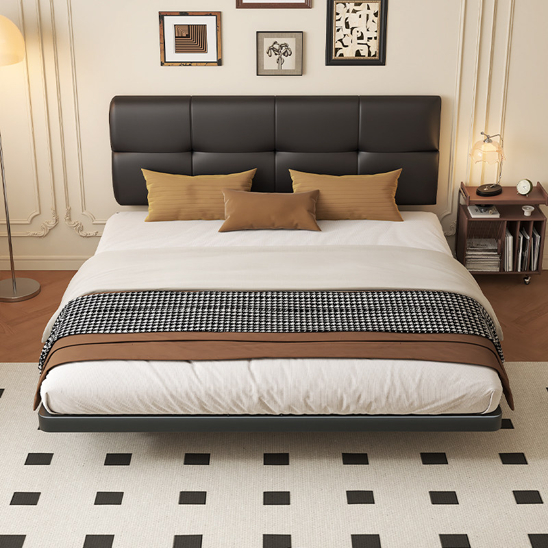 悬浮床超薄床头主卧真皮床现代简约小户型奶油风软包可调节双人床,住宅家具,铁艺/钢木床,淘宝优惠券,粉丝福利购,淘宝优惠卷