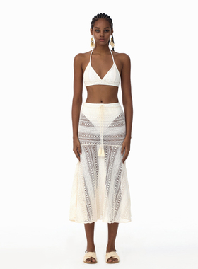 KAMENCAT高级感鱼尾长裙针织比基尼2026新款沙滩度假泡温泉泳衣女