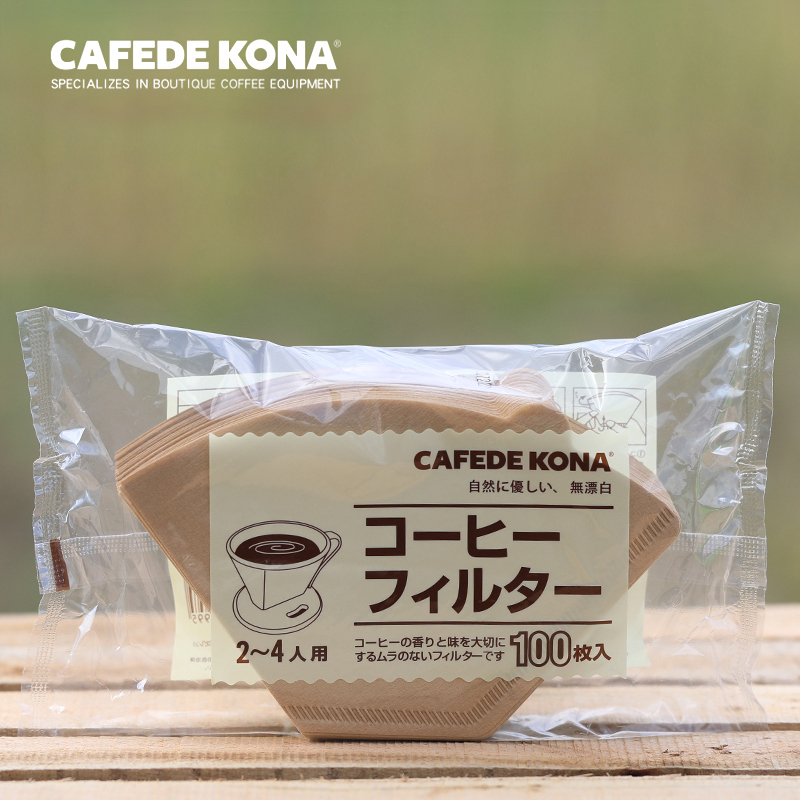 日本进口CAFEDE KONA扇形滤纸家用美式咖啡机手冲滤杯用100枚入满25.00元可用1元优惠券