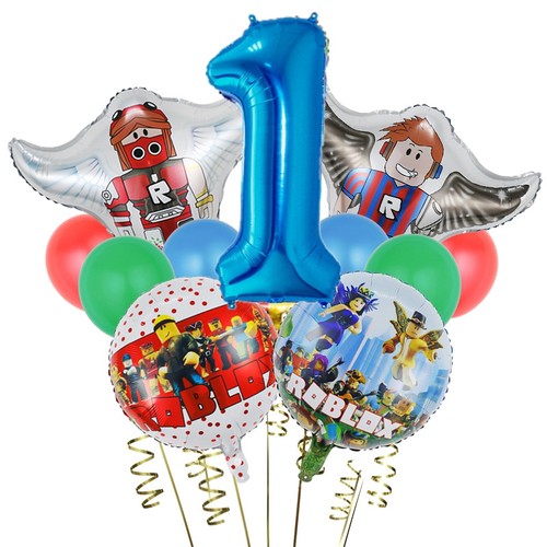 Roblox罗布乐思主题卡通儿童男孩周岁生日布置数字气球派对装饰