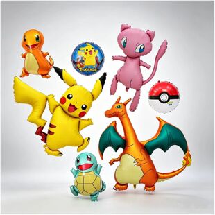 精灵球宝可梦Pokémon皮卡丘神奇宝贝喷火龙杰尼龟卡通铝膜圆气球