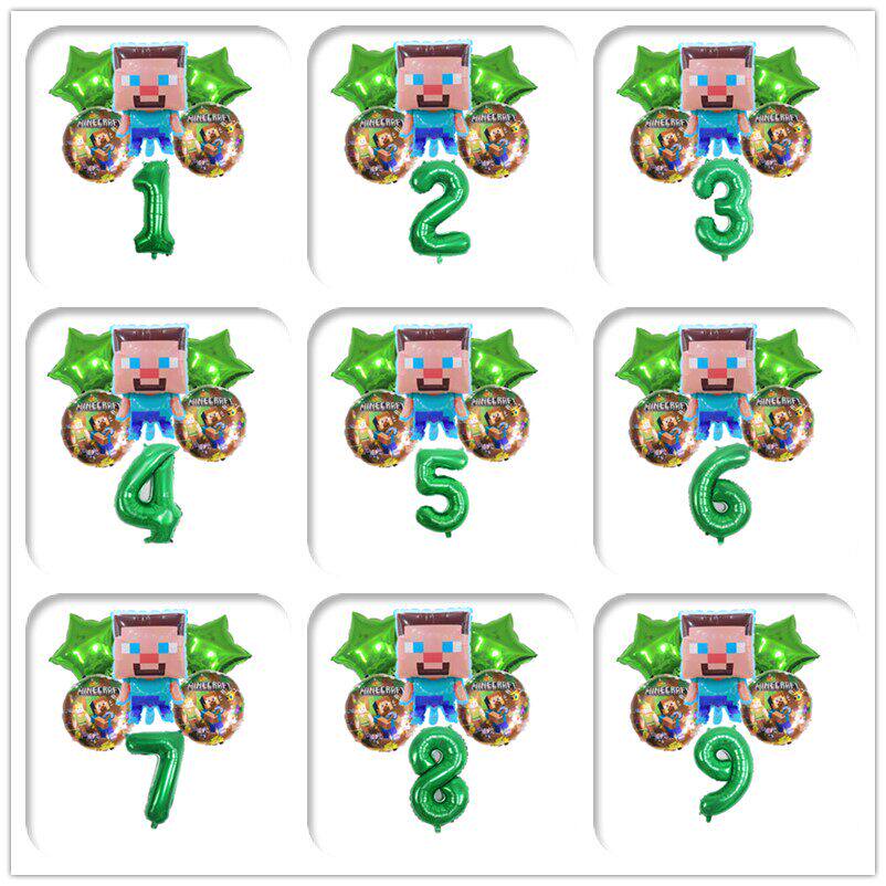 我的世界气球小男孩套装苦力怕像素游戏儿童生日布置铝膜气球数字