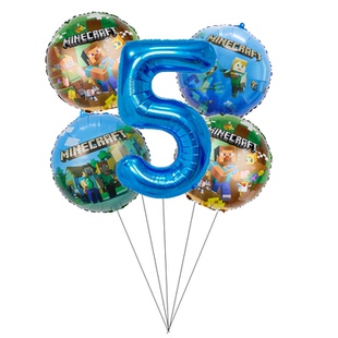 我的世界卡通造型铝膜气球小男孩生日趴派对装饰18寸圆形气球数字