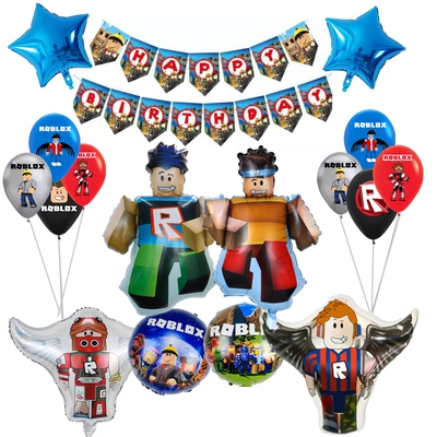男孩机器人Roblox虚拟世界主题派对装饰罗布乐思卡通铝膜造型气球