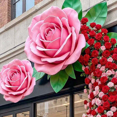 网红仿真玫瑰花瀑布打卡花墙道具