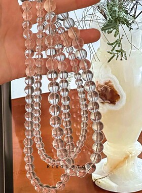 韩代款~韩国ins小众夏季超火透明白水晶串珠项链玻璃圆珠颈链配饰