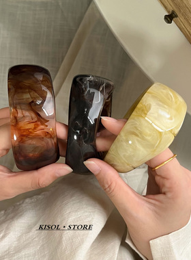 「美拉德风」韩国不规则树脂几何手镯小众设计亚克力高级感不掉色