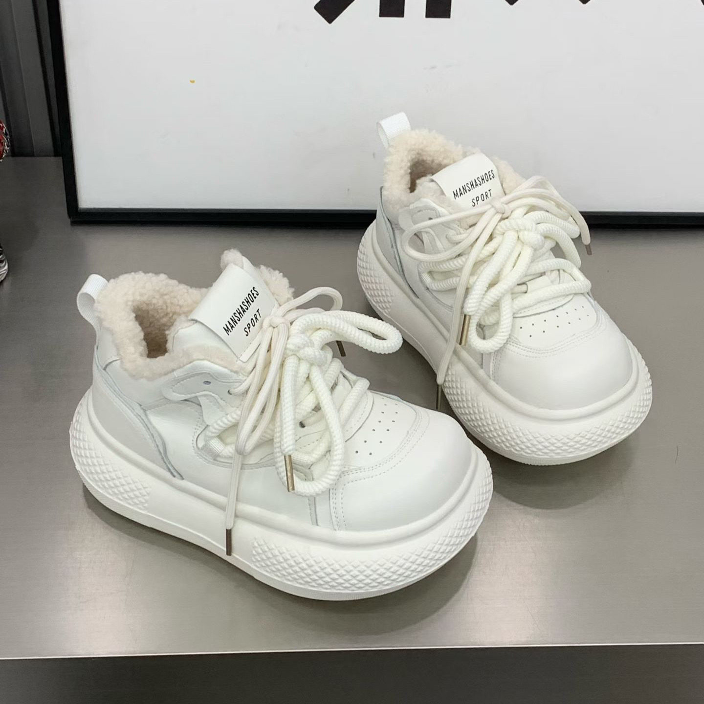 欧洲站2025秋冬大头丑萌面包鞋小白鞋加绒休闲鞋板鞋松糕厚底女鞋,女鞋,棉鞋,淘宝优惠券,粉丝福利购,淘宝优惠卷