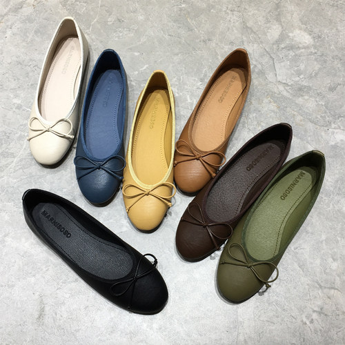 轻便浅口蝴蝶结平底单鞋