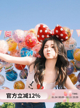 红色波点超大蝴蝶结发箍迪士尼米妮头箍可爱拍照显脸小游乐园发饰