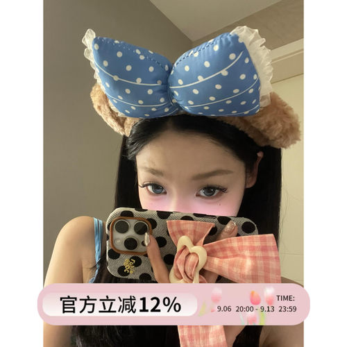 可爱蓝色波点雪莉玫发箍