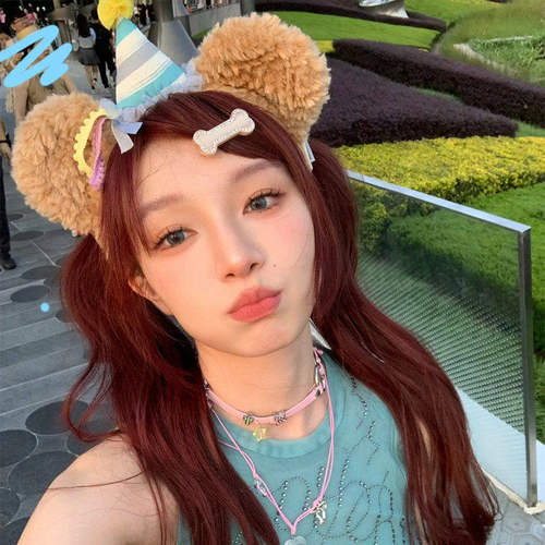 迪士尼Duffy达菲发箍可爱卡通生日帽派对毛绒头箍游园拍照发饰女