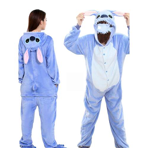 Stitch Cartoon Flannel One Piece Pajamas史迪奇法兰绒连体睡衣