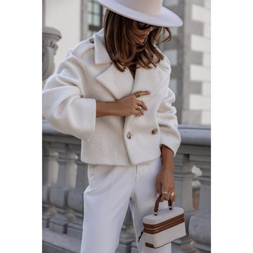 速卖通新款 时尚英伦西装领格子印花毛呢小外套