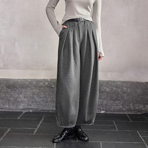 欧美休闲裤女秋冬保暖灯笼裤立体剪裁高腰显瘦松弛感阔腿长裤卫裤