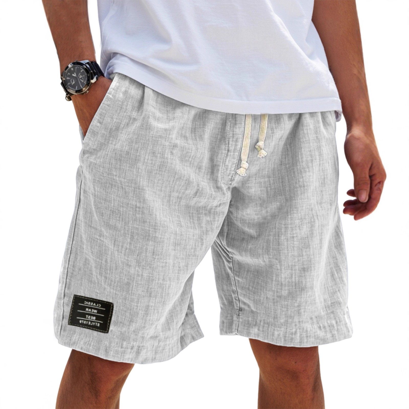 新款亚马逊跨境亚麻纯色刺绣黑标短裤 男士夏季宽松沙滩裤,个性定制/设计服务/DIY,连衣裙加工定制,淘宝优惠券,粉丝福利购,淘宝优惠卷