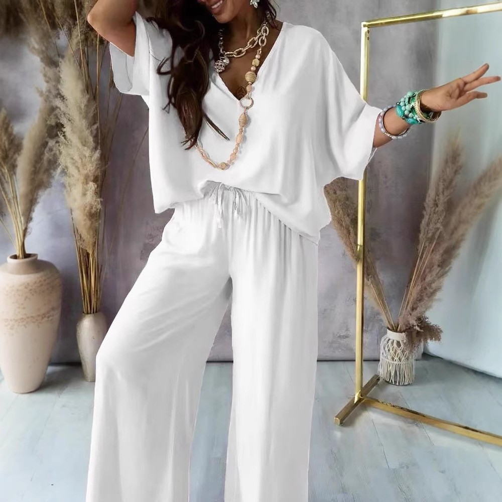 亚马逊速卖通跨境欧美春秋新款宽松恤衫女士 领休闲棉亚麻