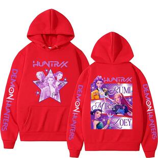 Kpop动漫卡通电影猎魔Huntrix连帽衫原宿套头衫女日常运动衫卫衣