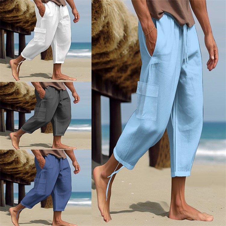男士亚麻嘻哈多口袋宽松休闲户外日常松紧腰工装裤,个性定制/设计服务/DIY,连衣裙加工定制,淘宝优惠券,粉丝福利购,淘宝优惠卷