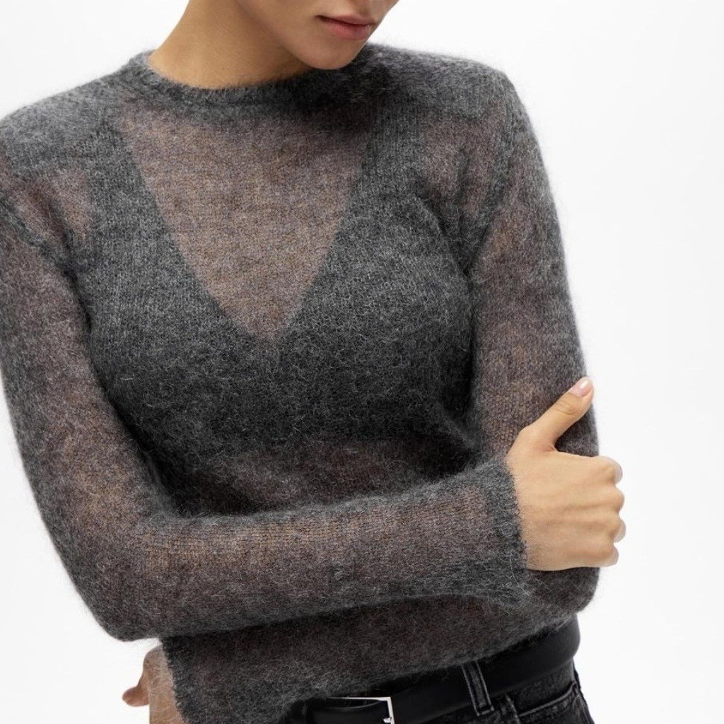 跨境速卖通亚马逊等秋冬短款镂空针织毛衣女纯色休闲长袖上衣