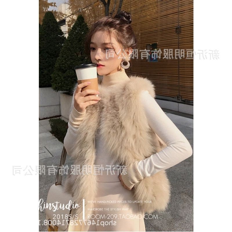 秋冬新款仿狐狸毛皮马甲短款毛毛背心韩版厚毛绒绒外套上衣加厚女