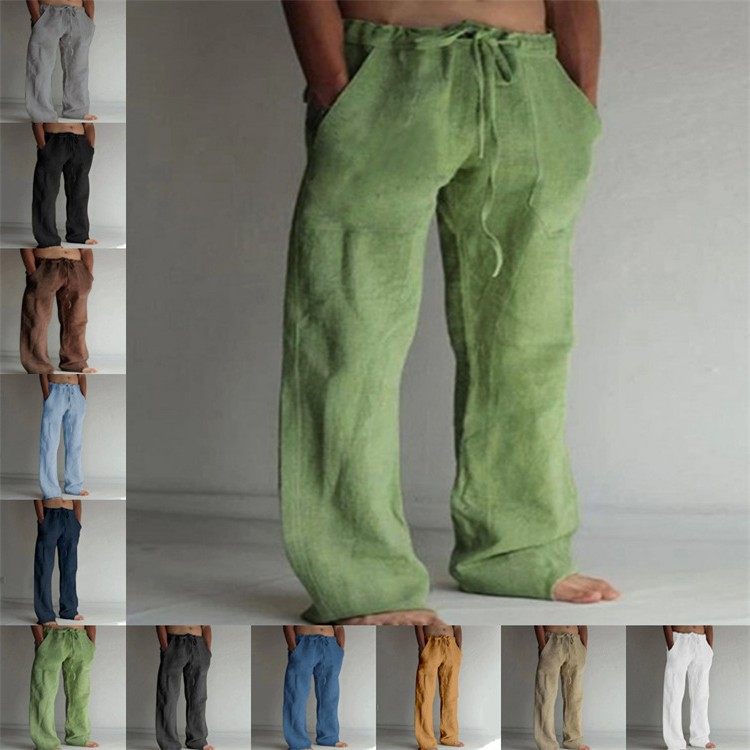 男式欧美独立站新款男装青年纯色棉麻抽绳宽松休闲裤,个性定制/设计服务/DIY,连衣裙加工定制,淘宝优惠券,粉丝福利购,淘宝优惠卷