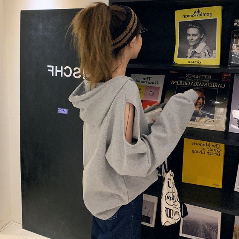 美式实拍春秋韩版露肩长袖女连帽薄款卫衣慵懒风百搭上衣宽松,个性定制/设计服务/DIY,连衣裙加工定制,淘宝优惠券,粉丝福利购,淘宝优惠卷