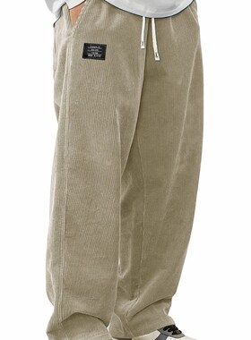 亚马逊跨境欧码男装秋季新款舒适长裤子宽松灯芯绒面料休闲裤