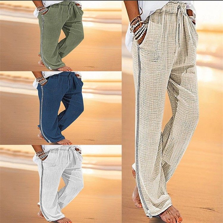 男士棉麻邹布沙滩裤抽绳拉链弹力腰舒适透气休闲日常度假长裤,个性定制/设计服务/DIY,连衣裙加工定制,淘宝优惠券,粉丝福利购,淘宝优惠卷