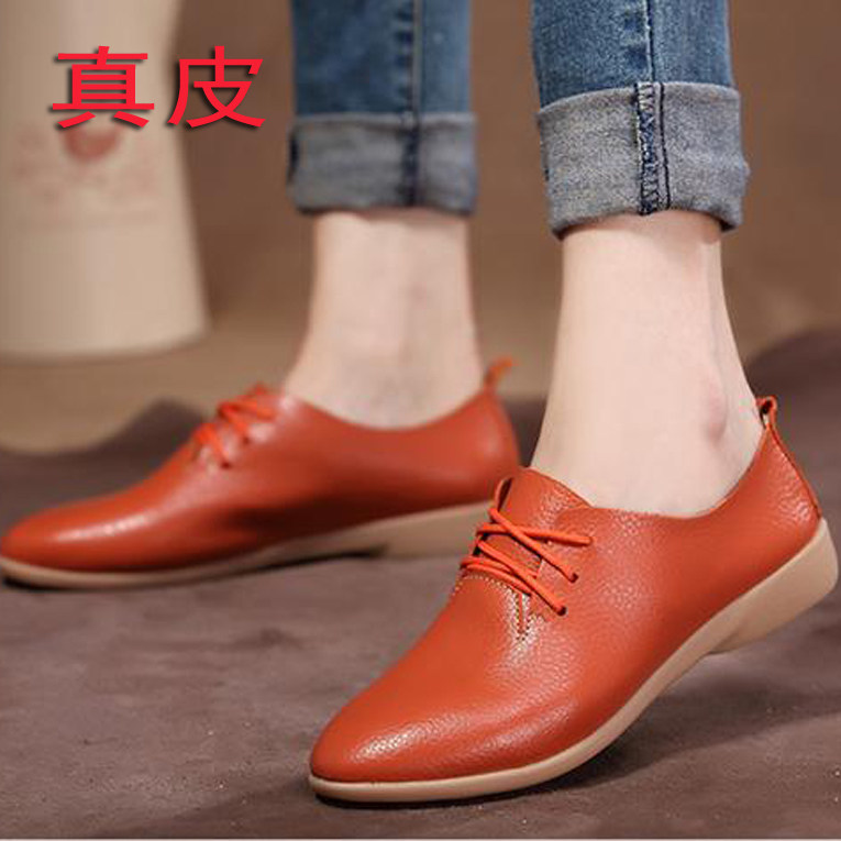 特大码44女真皮小白鞋41平跟软底加大号女鞋42休闲皮鞋四季单鞋43