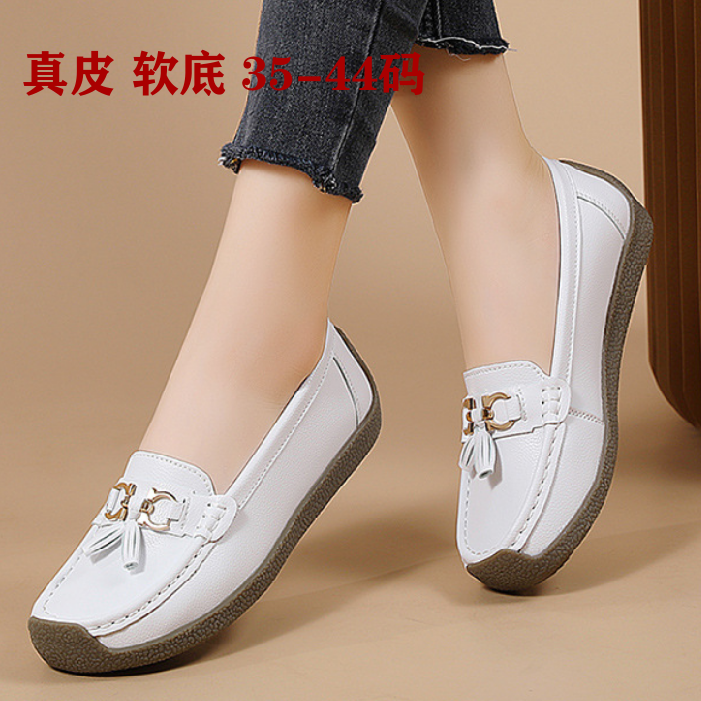 真皮软底一脚蹬防滑穆勒鞋女