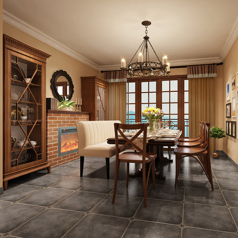 怪家软装设计室内家装设计美式古典乡村客餐厅装修效果图服务全国