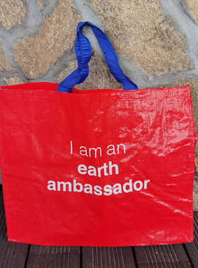 外贸原单防水覆膜编织袋小清新大容量单肩包手提环保袋超市购物袋