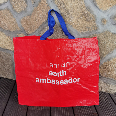 外贸原单防水覆膜编织袋小清新大容量单肩包手提环保袋超市购物袋