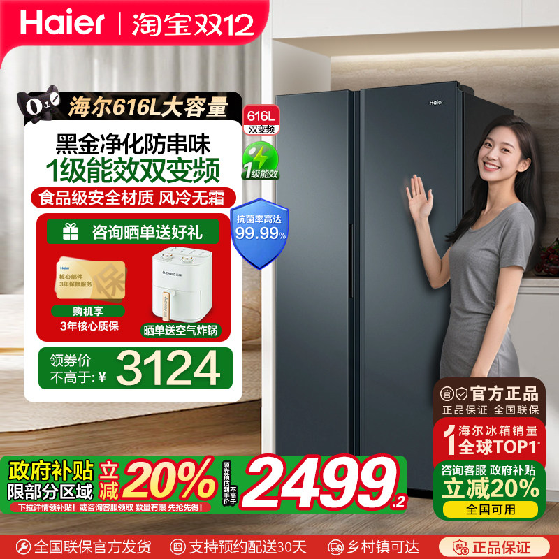 海尔616升对开门冰箱政府补贴20%