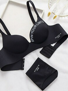 内衣套装女式托举式文胸，无框，薄段，女中学生，小胸文胸，黑色