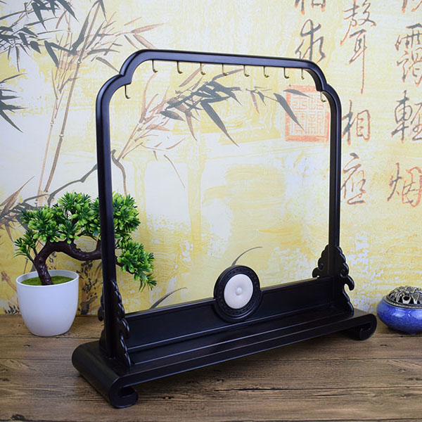 精品黑檀毛笔架10针红木笔挂书法字画紫光檀笔架文房四宝套装礼盒