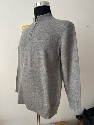 拉链套头羊绒毛半高领双纱厚针织