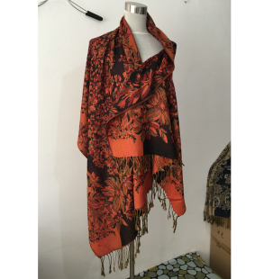 出口内销 提花薄款长方形羊毛大披肩丝巾围巾围脖 春秋冬防砂保暖