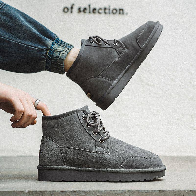 SNOW BOOTS MENS 2023 NEW WINTER VELVET THICKENED SLIP-ON BIG COTTON SHOES WARM BREAD SHOES HIGH TOP TREND