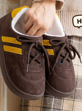 复古包跟棉拖鞋女冬季2025新款居家外穿防滑休闲加绒保暖德训棉鞋