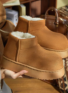 高帮棉拖鞋女冬包跟新款厚底防滑室内居家棉鞋外穿加绒保暖雪地靴