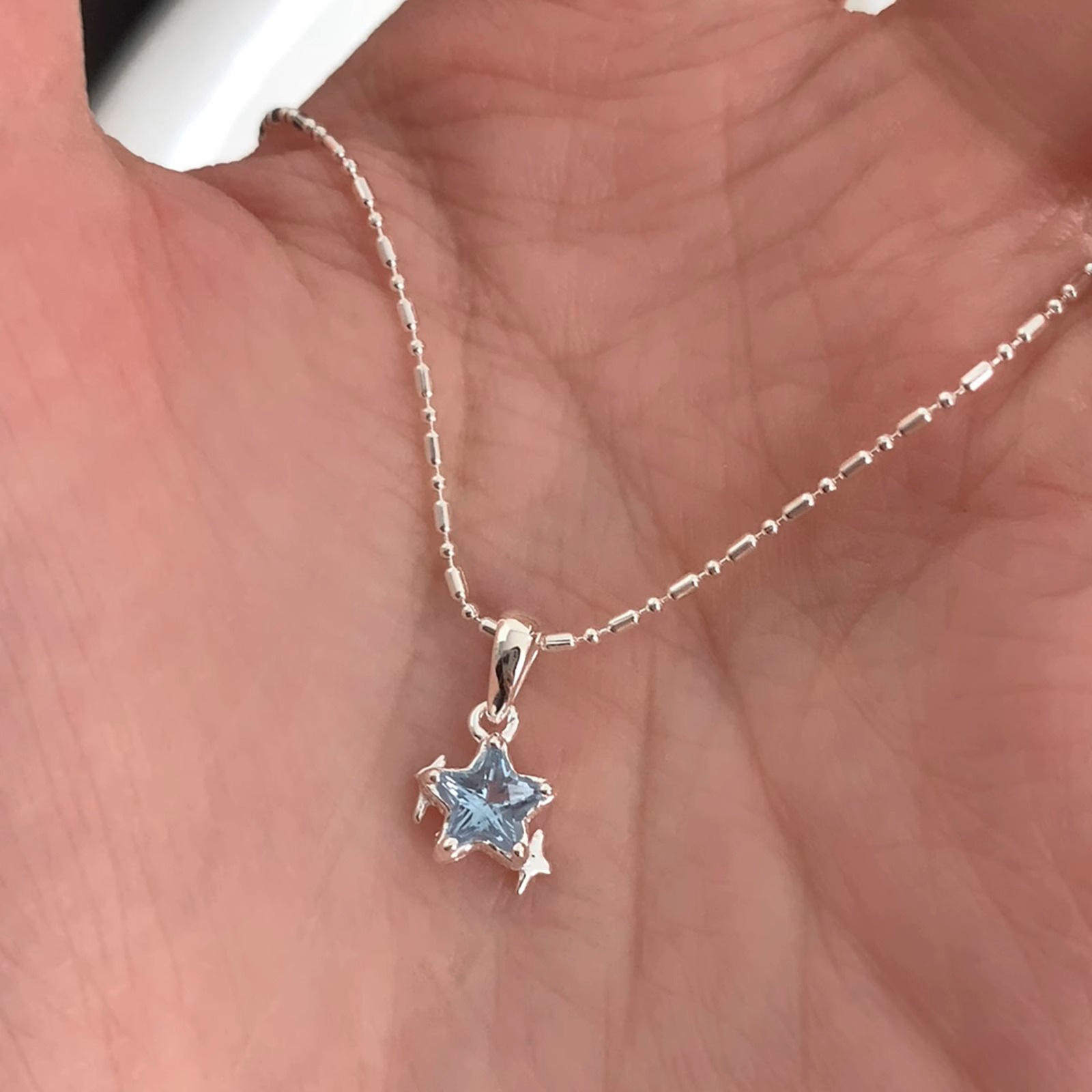 小众设计925纯银同款蓝色星星项链女新款百搭轻奢小众高级锁骨链