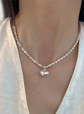 帕姆卡莱纯银项链女碎银子爱心