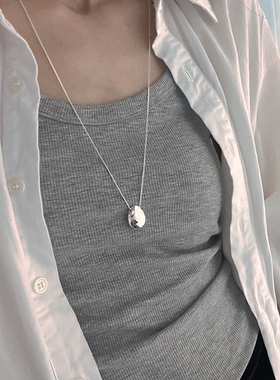 纯银女水滴长款毛衣链项链几何形