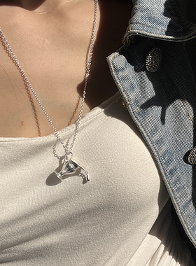 通体纯银酒壶花瓶水滴吊坠项链男女长款设计时尚精致个性高级感潮