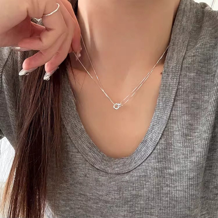 日韩风极简风圆环双层项链女款新款小众简约网红个性潮百搭锁骨链